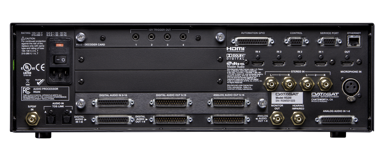 Datasat RS20i — rear connections